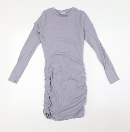 Pimkie Womens Grey Cotton Bodycon Size S Crew Neck - Ribbed