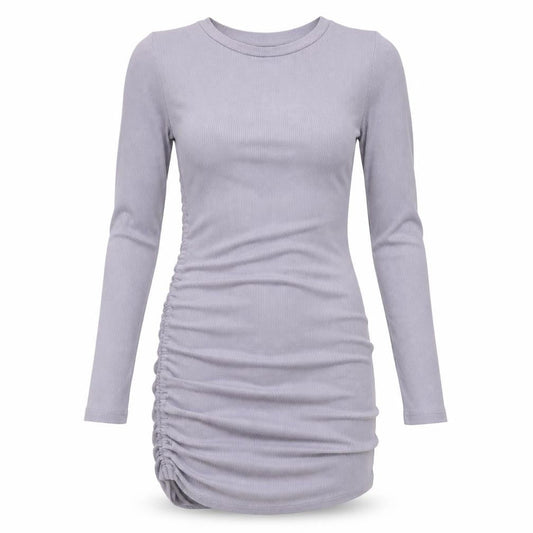 Pimkie Womens Grey Cotton Bodycon Size S Crew Neck - Ribbed