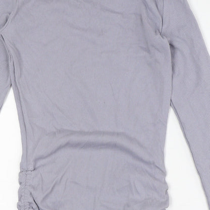 Pimkie Womens Grey Cotton Bodycon Size S Crew Neck - Ribbed