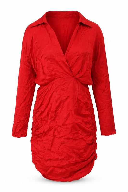 Zara Womens Red Viscose Ball Gown Size S V-Neck