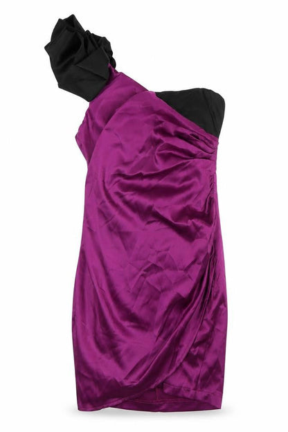 AX Womens Purple Polyester Bodycon Size 8 One Shoulder Zip