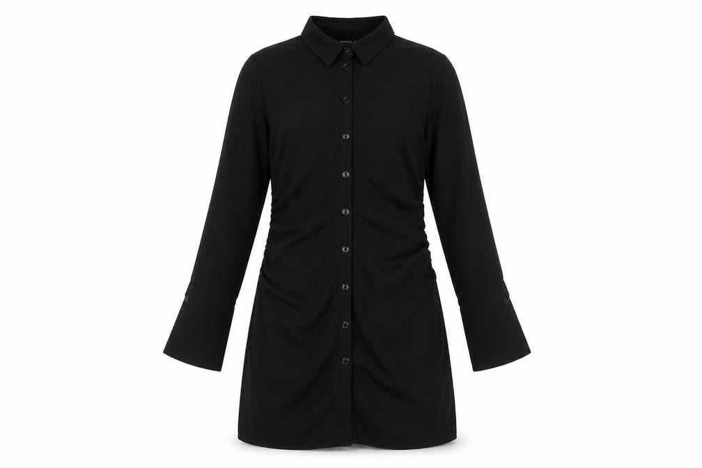 ASOS Womens Black Polyester A-Line Size 12 Collared Button