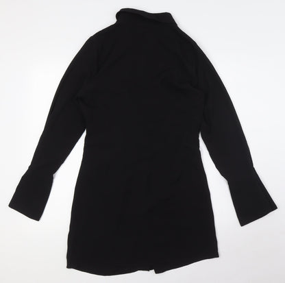 ASOS Womens Black Polyester A-Line Size 12 Collared Button