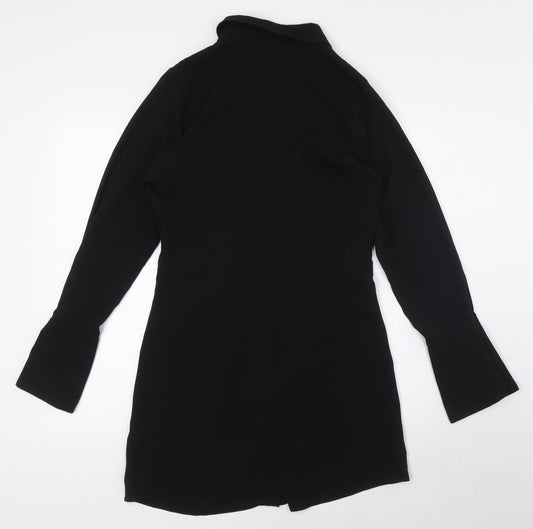 ASOS Womens Black Polyester A-Line Size 12 Collared Button