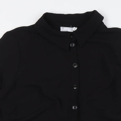 ASOS Womens Black Polyester A-Line Size 12 Collared Button
