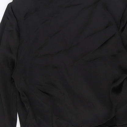 Stradivarius Womens Black Polyester A-Line Size L V-Neck Zip