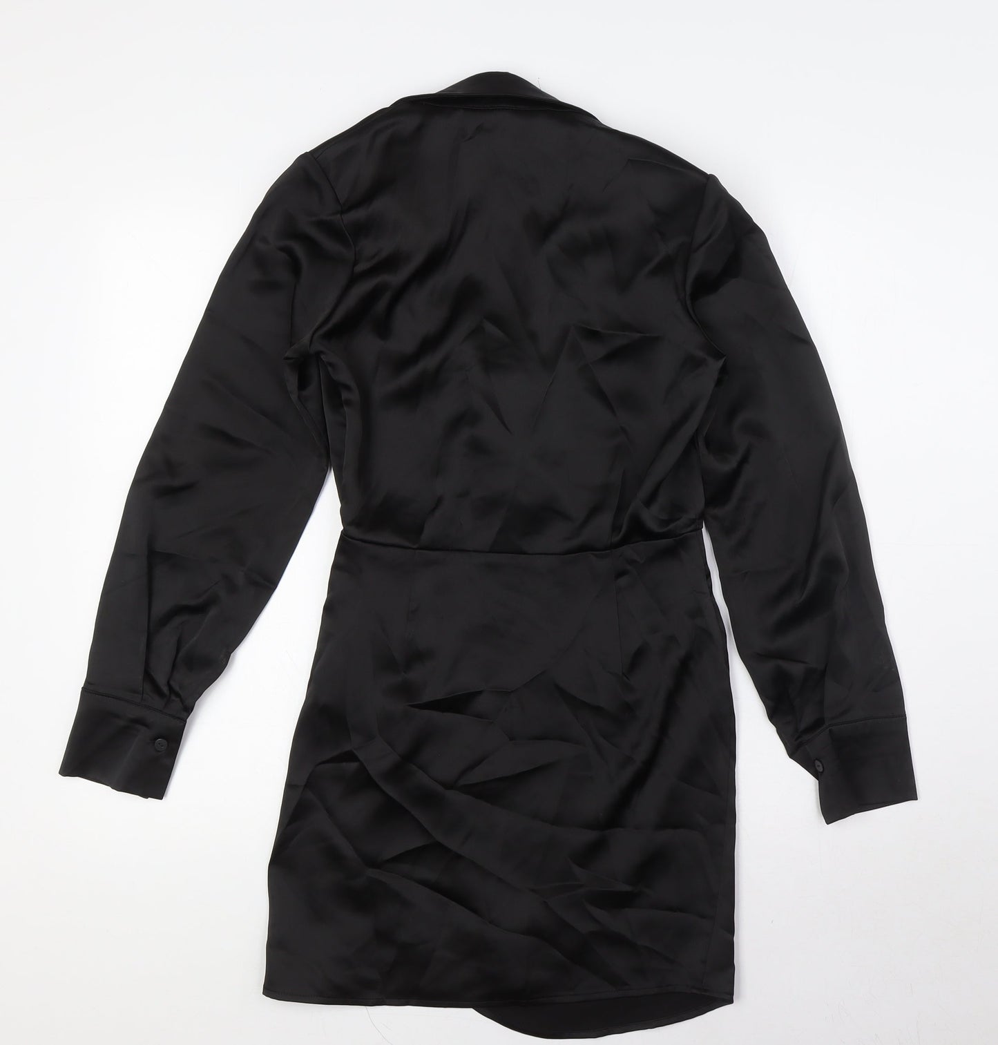 Stradivarius Womens Black Polyester A-Line Size XS Collared Zip