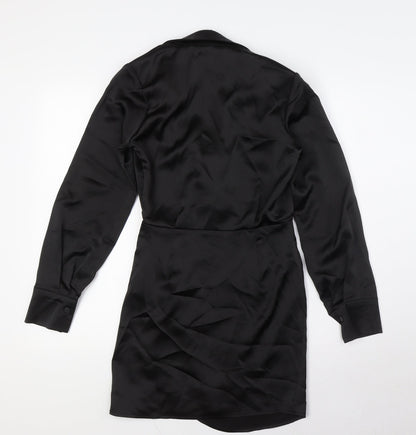 Stradivarius Womens Black Polyester A-Line Size XS Collared Zip