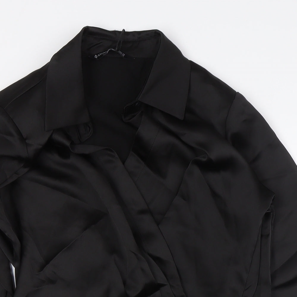 Stradivarius Womens Black Polyester A-Line Size XS Collared Zip