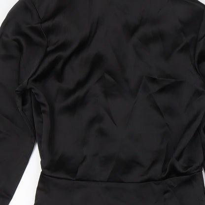 Stradivarius Womens Black Polyester A-Line Size XS Collared Zip