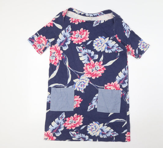 Gap Womens Multicoloured Floral Cotton A-Line Size M Boat Neck - Pockets