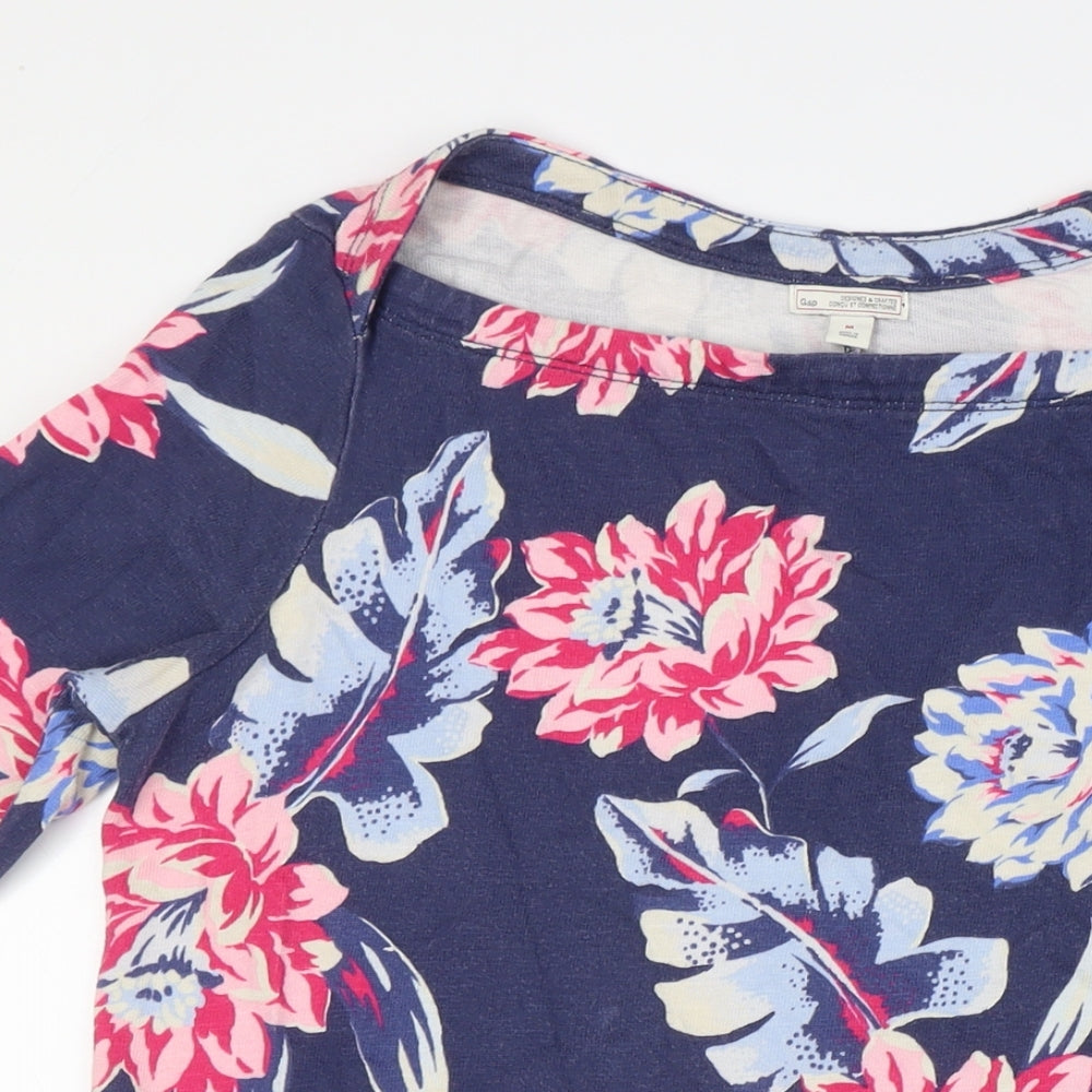 Gap Womens Multicoloured Floral Cotton A-Line Size M Boat Neck - Pockets