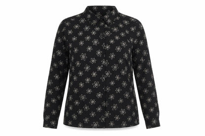 Jeffrey Rogers Womens Black Floral Viscose Basic Blouse Size 12 Collared