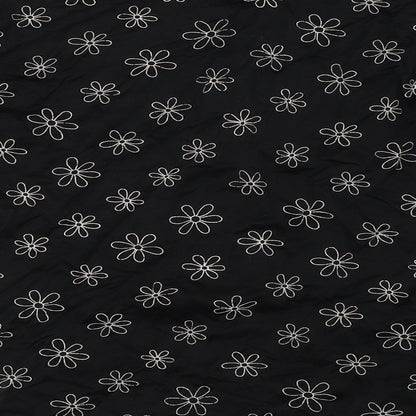 Jeffrey Rogers Womens Black Floral Viscose Basic Blouse Size 12 Collared