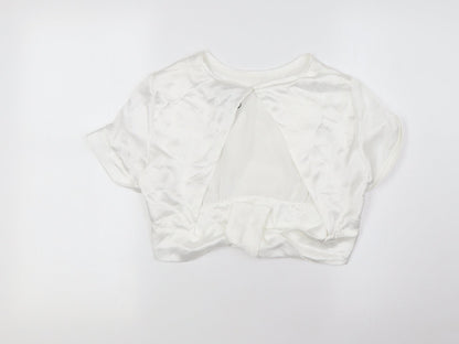 Zara Womens White Polyester Cropped Blouse Size S Round Neck