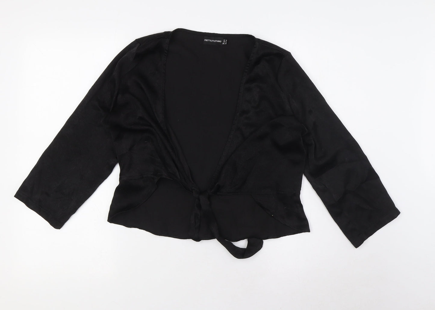 Womens UK Size 10 PRETTYLITTLETHING Black Basic Blouse