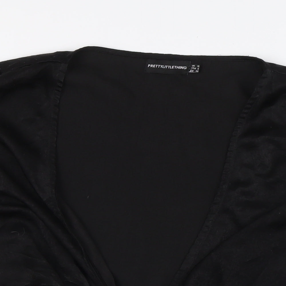 Womens UK Size 10 PRETTYLITTLETHING Black Basic Blouse