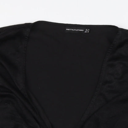 Womens UK Size 10 PRETTYLITTLETHING Black Basic Blouse