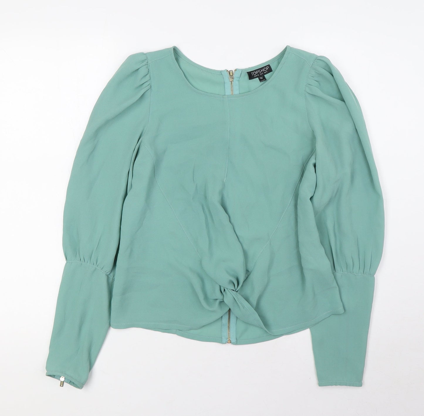 Womens UK Size 8 Topshop Green Basic Blouse