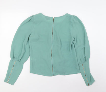 Womens UK Size 8 Topshop Green Basic Blouse