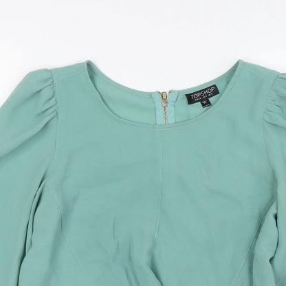 Womens UK Size 8 Topshop Green Basic Blouse