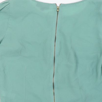 Womens UK Size 8 Topshop Green Basic Blouse