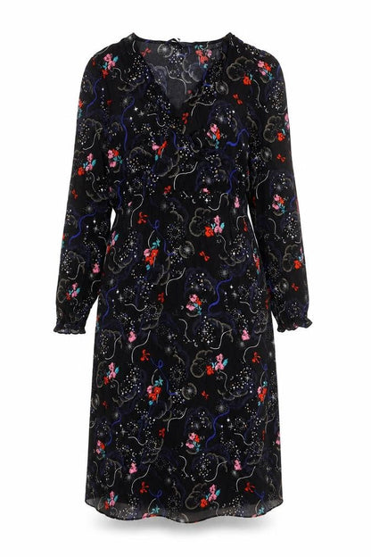 Marks and Spencer Womens Multicoloured Viscose A-Line Size 6 Round Neck Zip