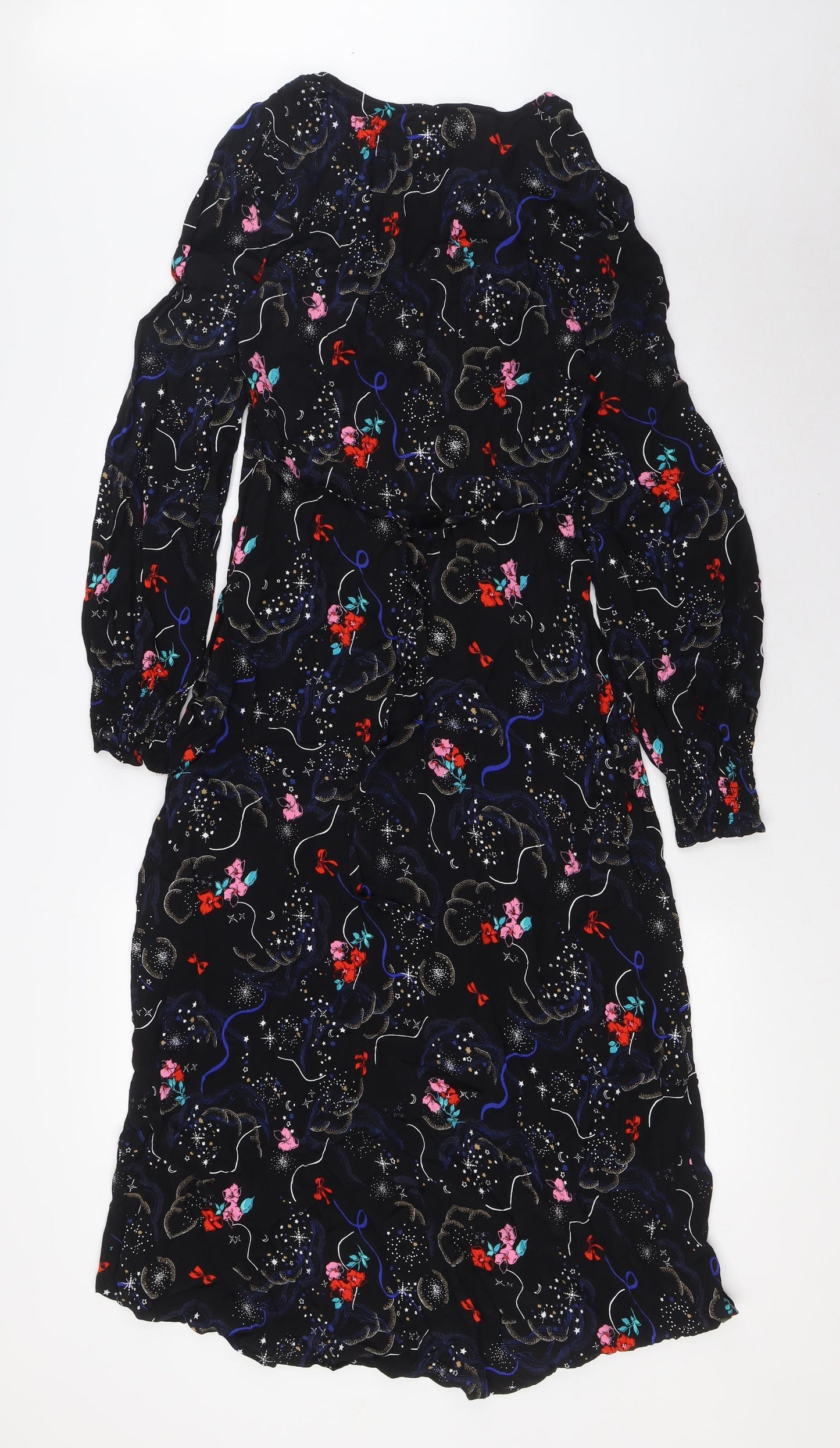 Marks and Spencer Womens Multicoloured Viscose A-Line Size 6 Round Neck Zip