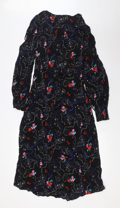 Marks and Spencer Womens Multicoloured Viscose A-Line Size 6 Round Neck Zip