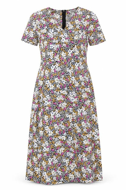 Style Cheat Womens Multicoloured Floral Polyester A-Line Size 12 V-Neck Zip