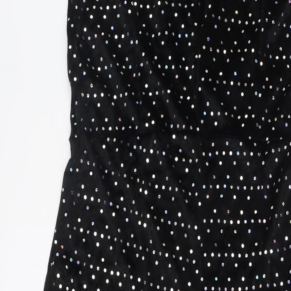Amscan Womens Black Polka Dot Polyester Jumpsuit One-Piece Size S L30 in Zip - Flared Legs