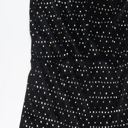 Amscan Womens Black Polka Dot Polyester Jumpsuit One-Piece Size S L30 in Zip - Flared Legs