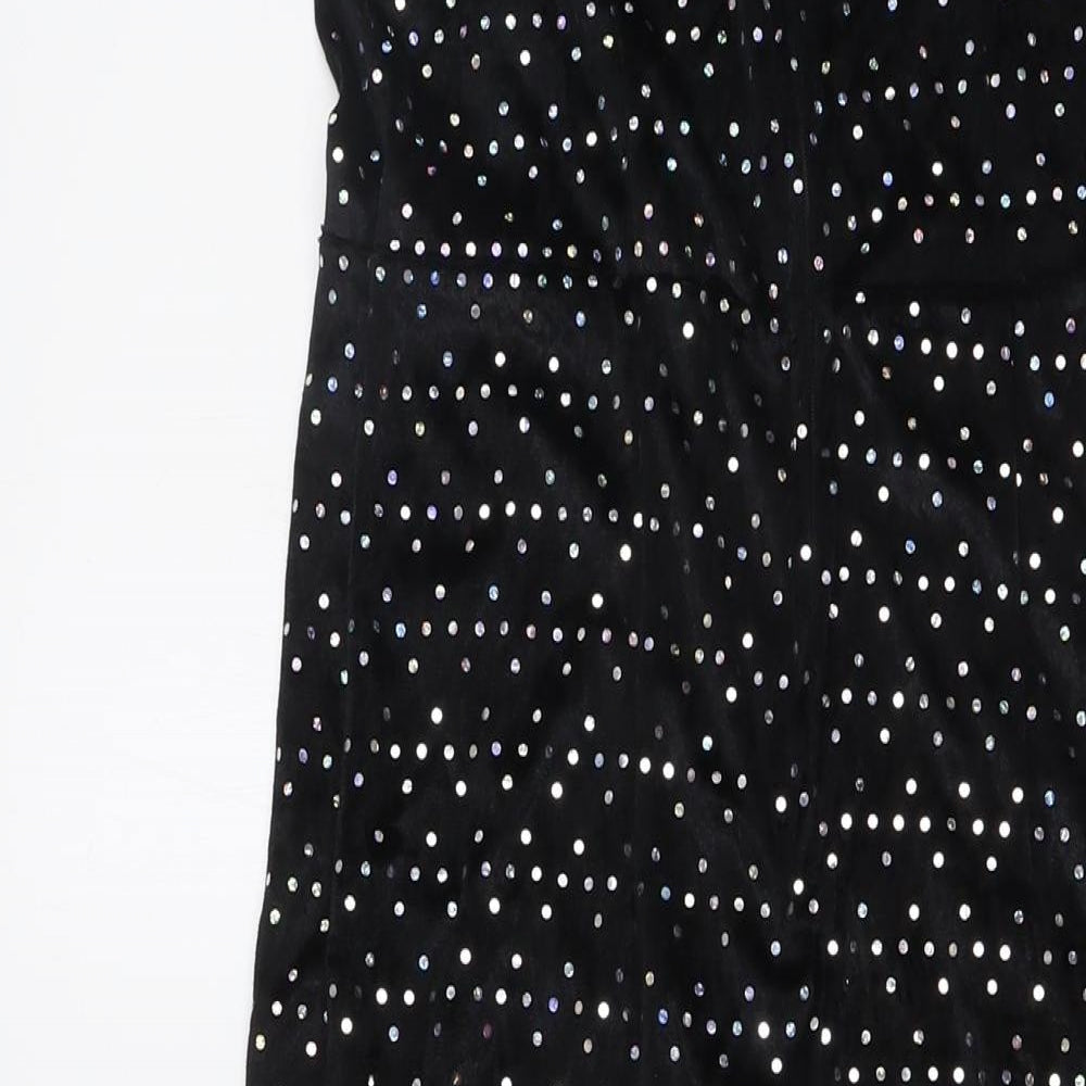 Amscan Womens Black Polka Dot Polyester Jumpsuit One-Piece Size S L30 in Zip - Flared Legs