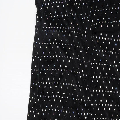 Amscan Womens Black Polka Dot Polyester Jumpsuit One-Piece Size S L30 in Zip - Flared Legs