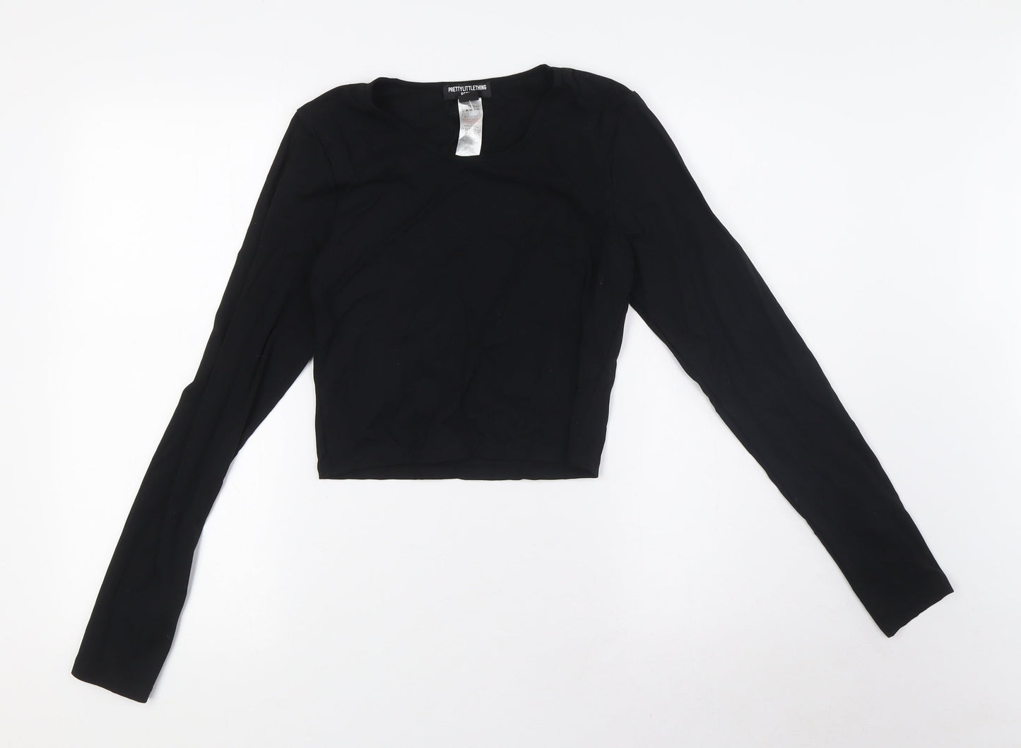 Womens UK Size 12 PRETTYLITTLETHING Black Basic Blouse