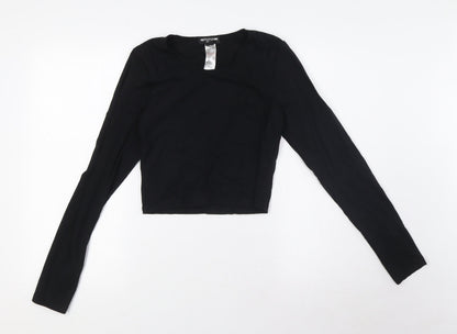 Womens UK Size 12 PRETTYLITTLETHING Black Basic Blouse