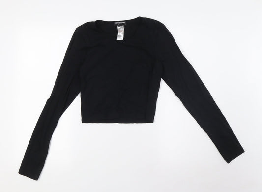 Womens UK Size 12 PRETTYLITTLETHING Black Basic Blouse