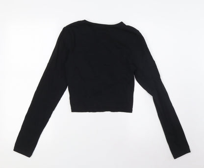 Womens UK Size 12 PRETTYLITTLETHING Black Basic Blouse