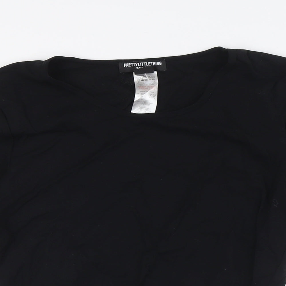 Womens UK Size 12 PRETTYLITTLETHING Black Basic Blouse