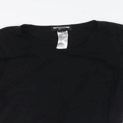 Womens UK Size 12 PRETTYLITTLETHING Black Basic Blouse