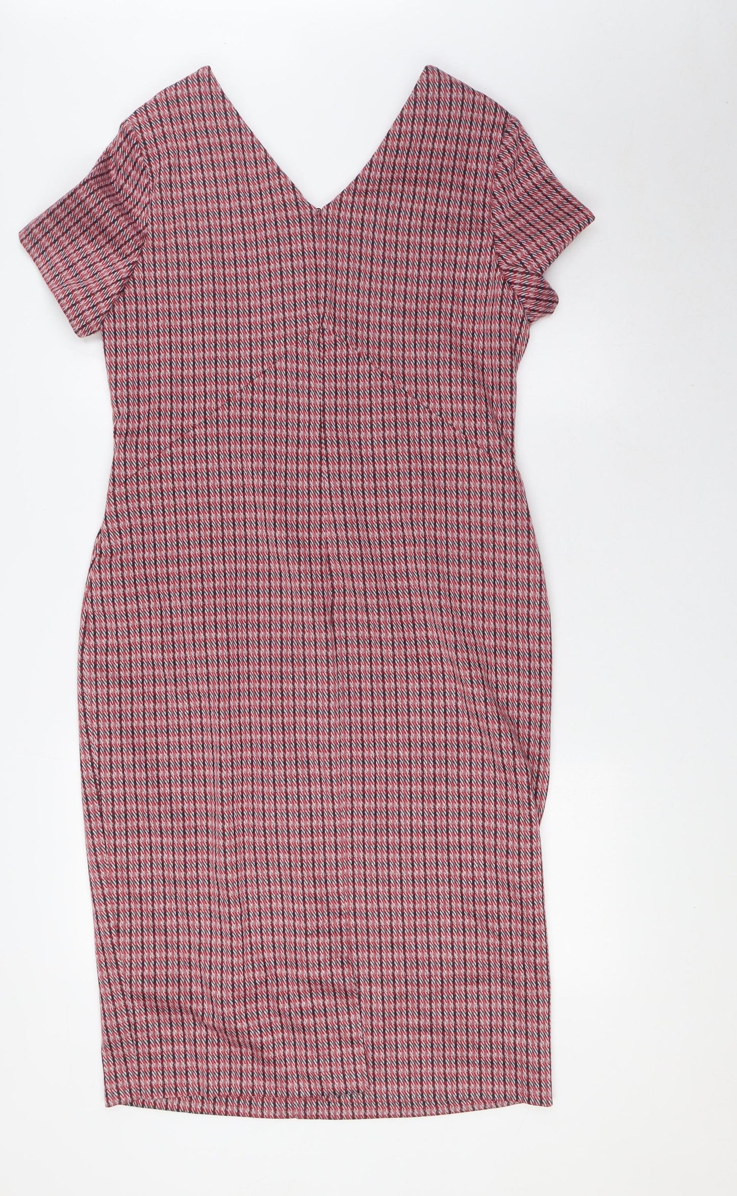 Marks and Spencer Womens Multicoloured Polyester Pencil Dress Size 14 V-Neck Zip