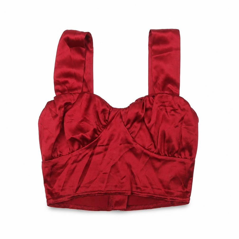 Womens UK Size 8 PRETTYLITTLETHING Red Cropped Blouse