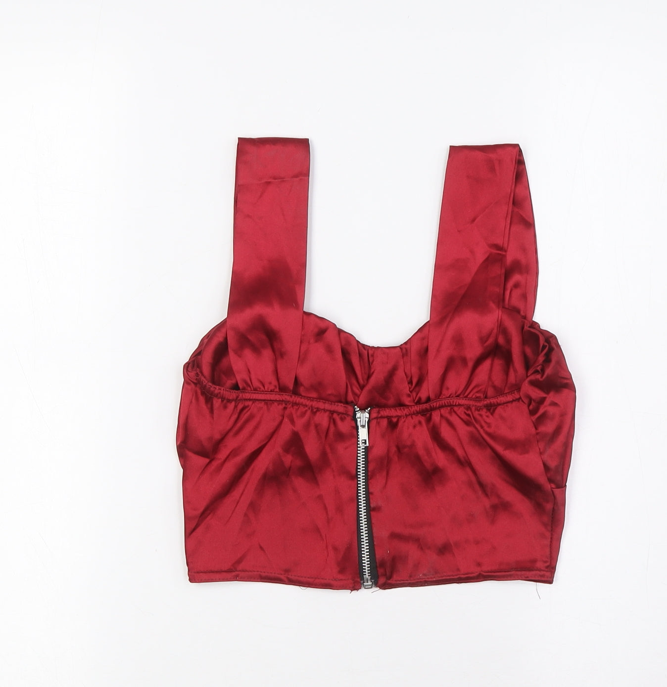 Womens UK Size 8 PRETTYLITTLETHING Red Cropped Blouse