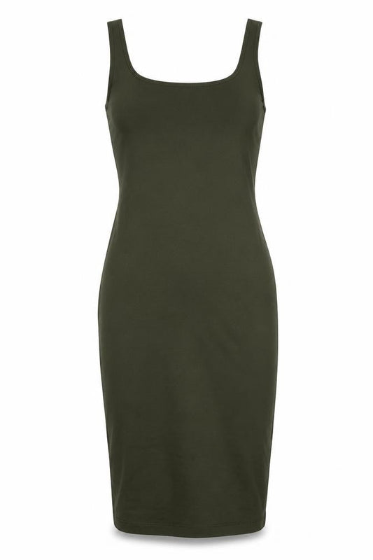 Zara Womens Green Polyester Pencil Dress Size S Scoop Neck