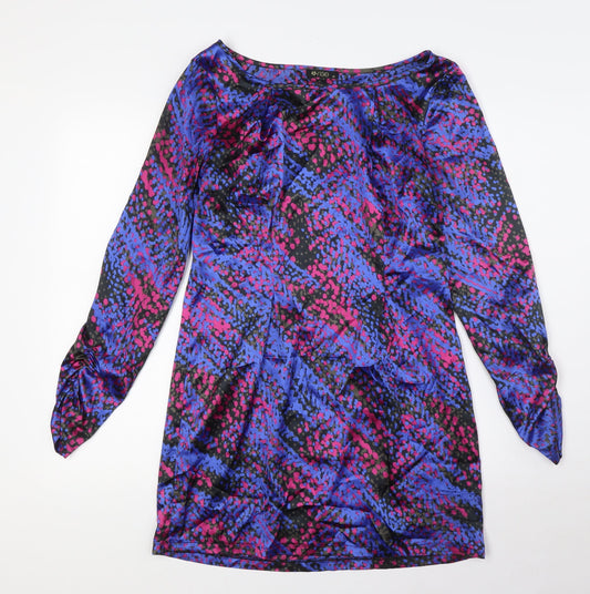 Rise Womens Multicoloured Polyester Pencil Dress Size 12 Boat Neck Zip