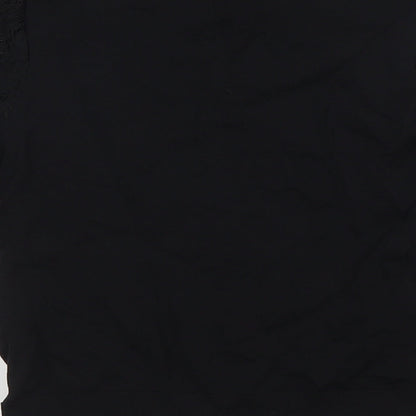 Lipsy Girls Black Viscose Basic Blouse Size 13-14 Years Crew Neck - Lace Sleeves