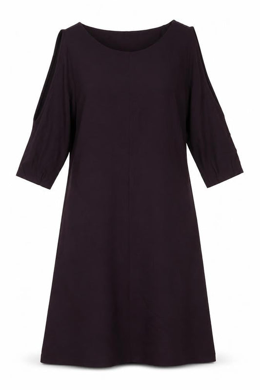 The White Company Womens Brown Viscose A-Line Size 10 Round Neck - Cold Shoulder