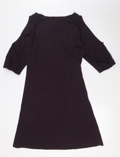 The White Company Womens Brown Viscose A-Line Size 10 Round Neck - Cold Shoulder