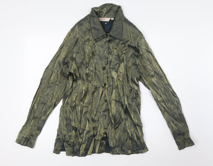 EWM Womens Clear Viscose Basic Button-Up Size 14 Collared