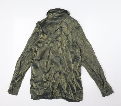 EWM Womens Clear Viscose Basic Button-Up Size 14 Collared